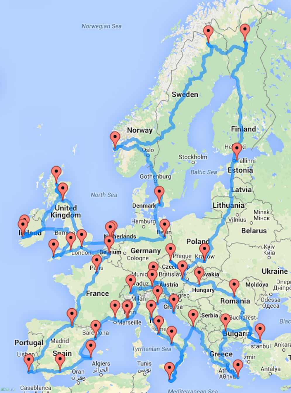 Самый лучший маршрут для автомобильного путешествия по Европе