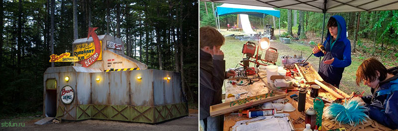 Пионерский лагерь по-американски: дети построили макет заброшенной космической станции в лесу