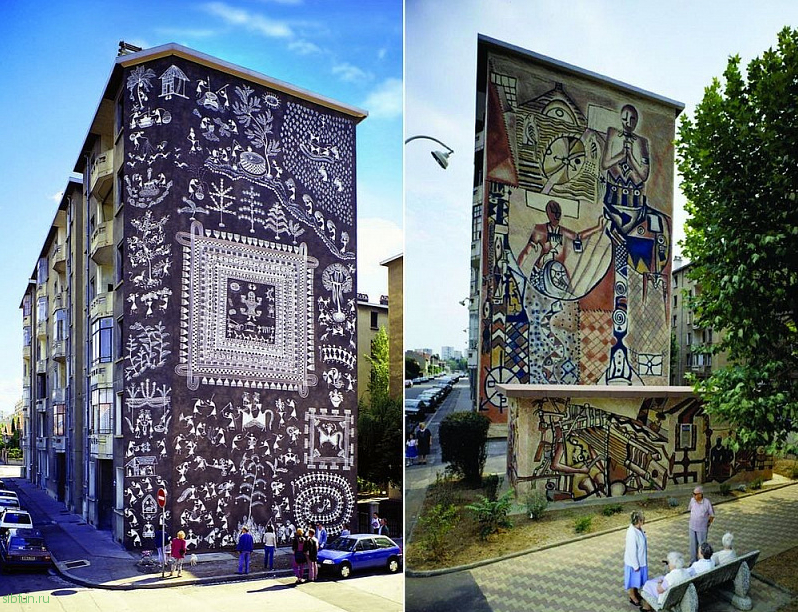 Огромные фрески «Trompe l’oeil» в жилых кварталах Лиона