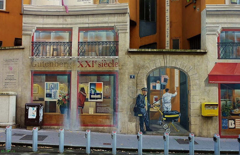 Огромные фрески «Trompe l’oeil» в жилых кварталах Лиона