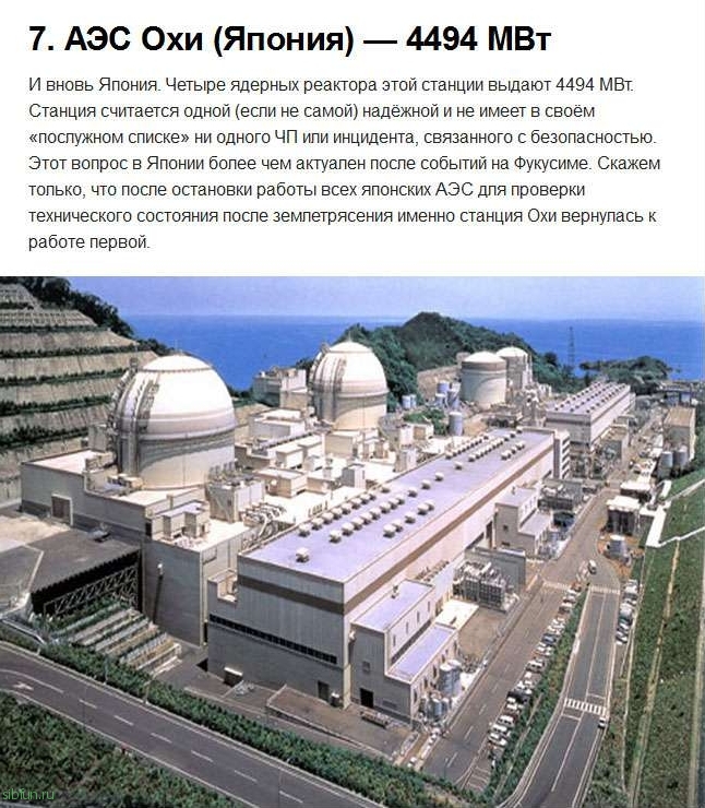 Десять самых мощных современных атомных электростанций