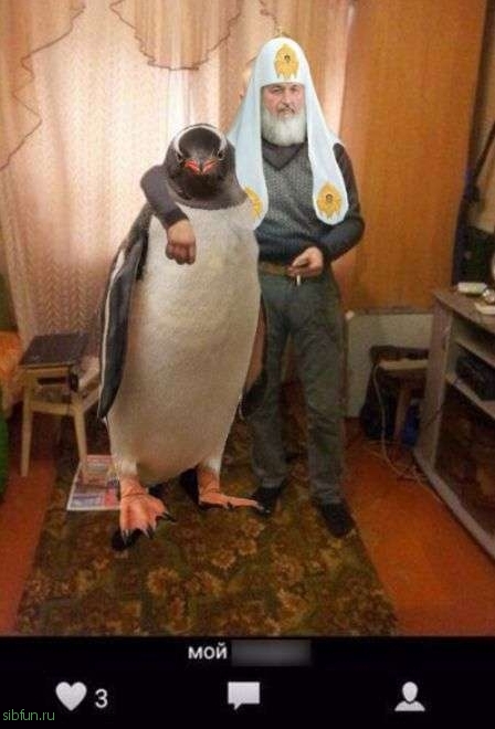 Фотожабы на патриарха Кирилла и пингвинов