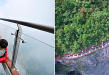 В Китае открылся новый стеклянный мост над пропастью