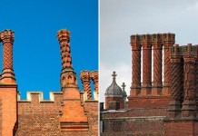 Необычные дымоходы дворца Hampton Court Palace