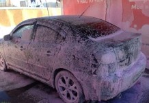 Машину помыли в мороз