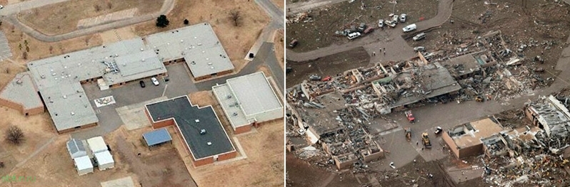 Уникальные фото до и после разрушительного торнадо в городе Мур