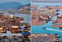 Огромные плавучие рыбные фермы Китая