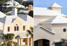 Необычные ступенчатые крыши домов на Бермудских островах