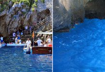 Голубой грот на северном берегу острова Капри в Италии