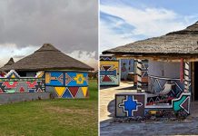 Красочные дома древнего африканского народа Ндебеле