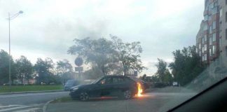 В Санкт-Петербурге сожгли автомобиль Renault, припаркованный на газоне
