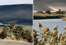 Вау-эн-Намус – потухший вулканический кратер с оазисами в глубине Сахары