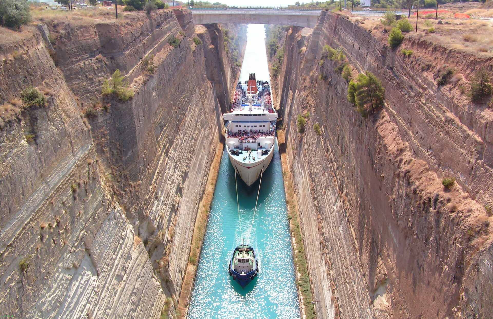 Коринфский канал, Греция (27 фото, видео)