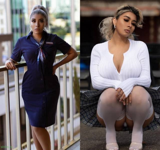 Стюардессы в униформе и без неё Стюардессы в униформе и без неё