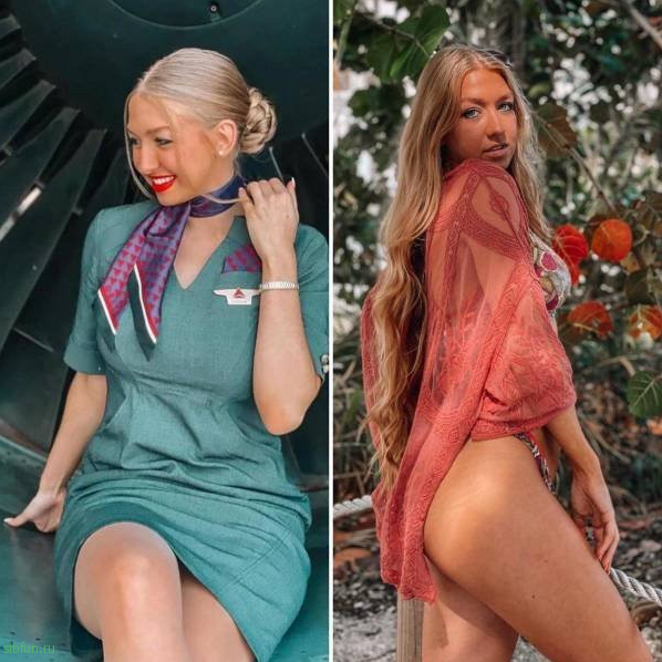 Стюардессы в униформе и без неё Стюардессы в униформе и без неё